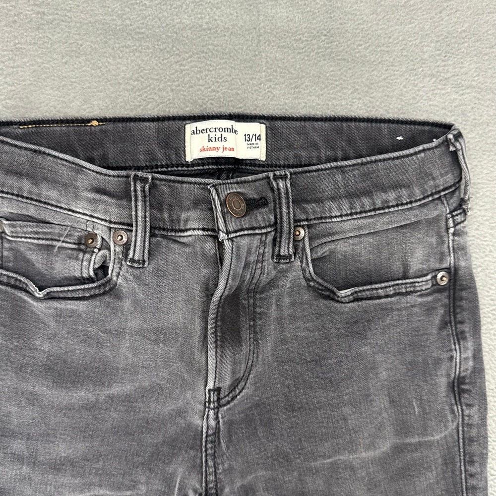 Abercrombie Fitch‎ Kids Jeans Girls Skinny Leg Black Denim Whisker Fade 13/14x27